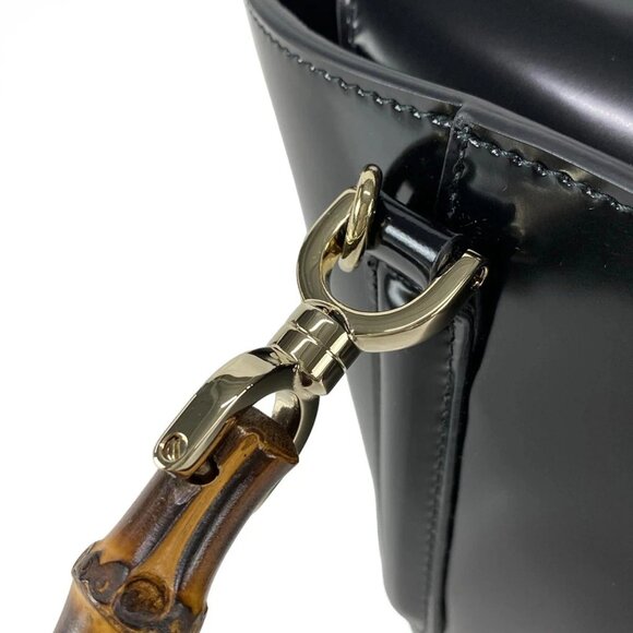 GUCCI Bamboo 805832 Black Leather - Handbag - Picture 9 of 16